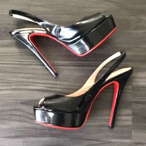EKS Black peep toe heels SZ 39